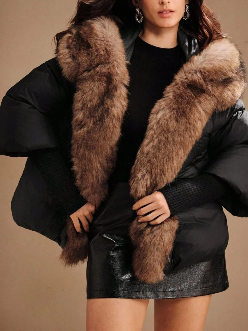Black Casual Women's Puffer Coat